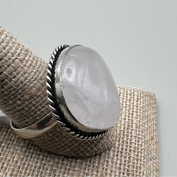 New Quartz Crystal Stone Sterling Silver Overlay Ring Size 10.5 - 10-75 - Picture 2 of 6